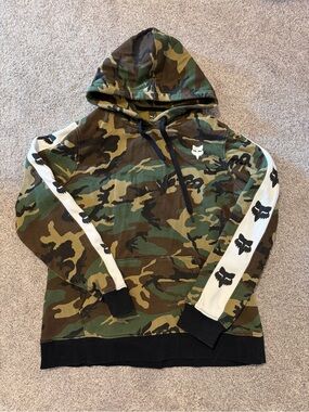 Fox Camo Crewneck Hoodie with Logo Sleeves